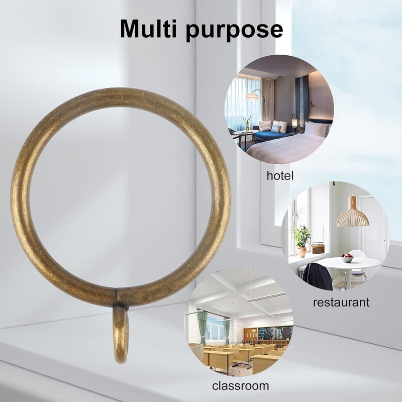 Hanitronic Antique Brass Curtain Rings with Eyelets for Up to 1.0-inch Curtain Rods (Set of 30 PCS Curtain Rings) - Image 3